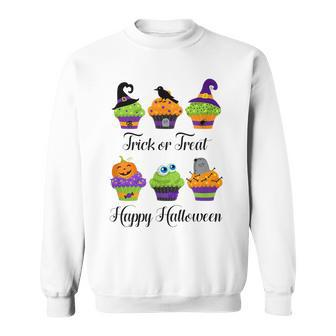 Cute Trick Or Treat Happy Halloween Cupcake Assortment Gift Sweatshirt - Seseable
