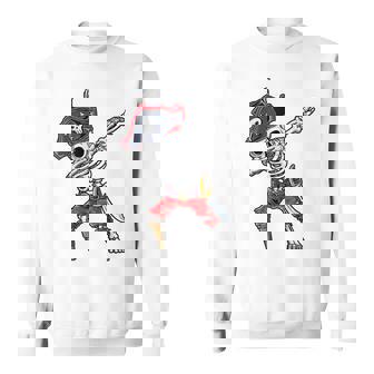 Dabbing Skeleton Pirate T Shirt Halloween Kids Jolly Roger Men Women Sweatshirt Graphic Print Unisex - Thegiftio