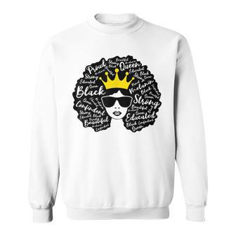 Educated Strong Melanin Afro Queen Womens Black History Girl Sweatshirt - Thegiftio UK
