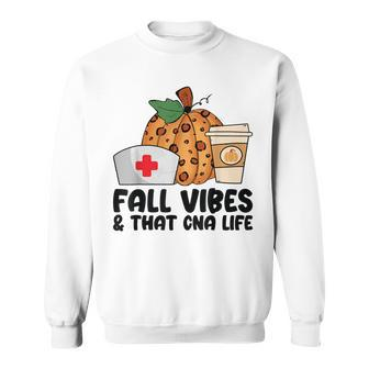 Fall Vibes And That Cna Life Autumn Pumpkin Leopard Nurse Sweatshirt - Thegiftio UK