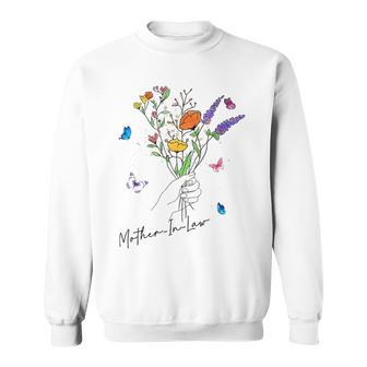 Funny Blessed Mother-In-Law Flowers Floral Mothers Day Graphic Design Printed Casual Daily Basic Sweatshirt - Thegiftio UK