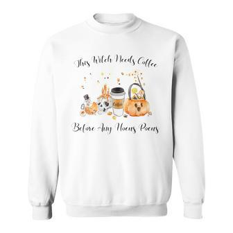Funny Halloween Skull Witches Brew This Witch Needs Coffee V2 Sweatshirt - Seseable