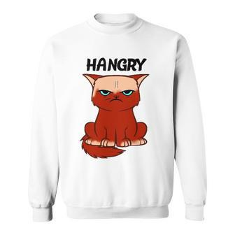 Funny Hangry Cat Cartoon Style Humor Tee Sweatshirt | Mazezy
