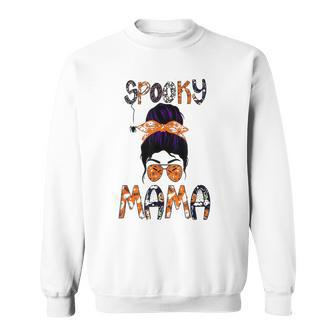 Funny Spooky Skull Witch Mom Halloween Spooky Mama Halloween Sweatshirt - Seseable