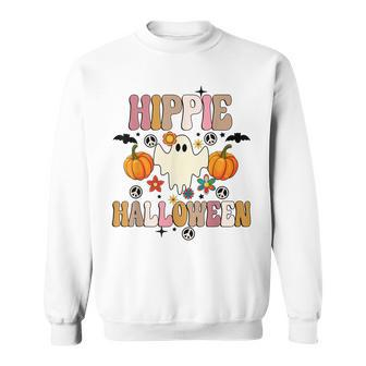 Groovy Hippie Halloween Cute Ghost Halloween Retro Vintage Sweatshirt - Thegiftio UK
