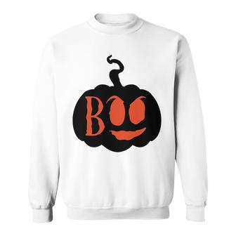 Halloween Boo - Pumpkin Orange And Black Design Men Women Sweatshirt Graphic Print Unisex - Seseable