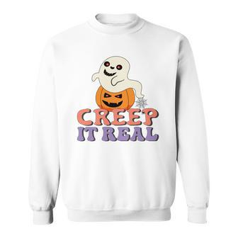 Halloween Boo With Pumpkin Creep It Real Sweatshirt - Seseable