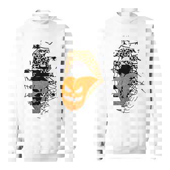Halloween Costume Spider Leopard Pumpkin Lips And Tongue Men Women Sweatshirt Graphic Print Unisex - Thegiftio