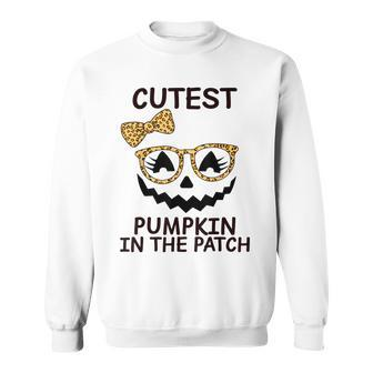 Halloween Cutest Pumpkin In The Patch Girl Halloween Pumpkin Sweatshirt | Seseable UK