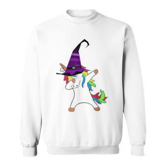 Halloween Dabbing Unicorn Witch Hat Witchcraft Costume Gift Sweatshirt - Seseable