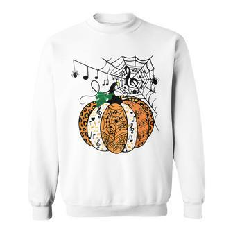 Halloween Pumpkin Music Symbols Music Teacher Halloween Sweatshirt - Seseable