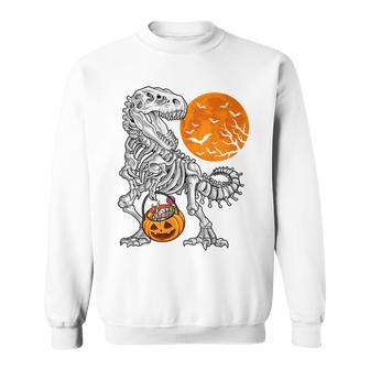 Halloween Shirts For Boys Kids Dinosaur Skeleton T Rex Scary Men Women Sweatshirt Graphic Print Unisex - Thegiftio UK