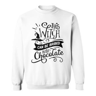 Halloween This Witch Can Be Bribed With Chocolate Black Men Women Sweatshirt Graphic Print Unisex - Seseable