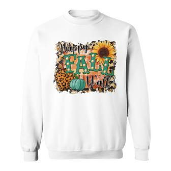 Happy Fall Yall Leopard Pumpkin Fall Vibes Autumn Gift Sweatshirt