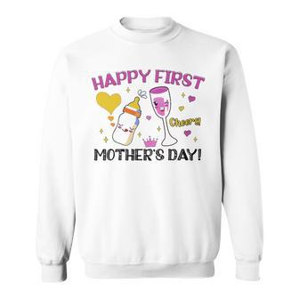 Happy First Mothers Day Matching Mom And Me Drinking Buddies Personalized Graphic Design Printed Casual Daily Basic Sweatshirt - Thegiftio UK