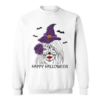 Happy Halloween Catrina Costume For Moms Witch Halloween Sweatshirt - Seseable