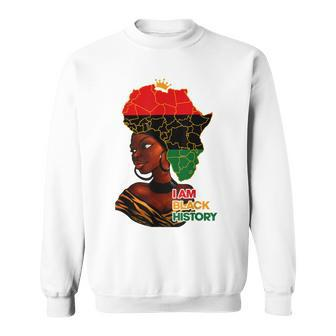 I Am Black History Melanin Pride Africa Map Hair Black Queen V2 Sweatshirt - Seseable