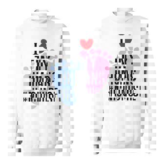 I Love Tiny Humans Heart Cute Nicu Nurse Sweatshirt - Thegiftio