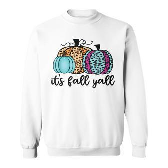 Its Fall Yall Cute Leopard Print Fall Pumpkin Autumn Sweatshirt