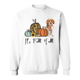Its Fall Yall Yellow Beagle Dog Leopard Pumpkin Falling Sweatshirt - Thegiftio UK