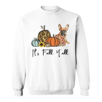Its Fall Yall Yellow French Bulldog Dog Leopard Pumpkin Sweatshirt