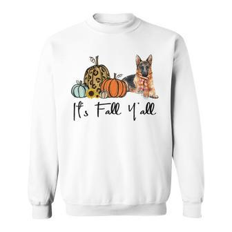 Its Fall Yall Yellow German Shepherd Dog Leopard Pumpkin Sweatshirt - Thegiftio UK