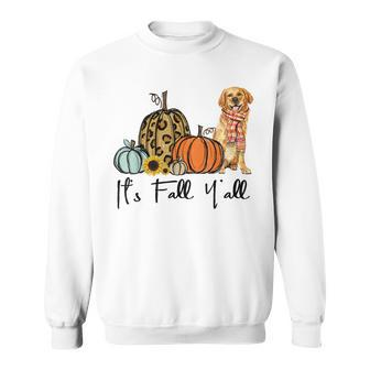 Its Fall Yall Yellow Golden Retriever Dog Leopard Pumpkin Sweatshirt - Thegiftio UK