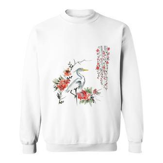 Japanese Art Crane Bird Garden Stylish Design Sweatshirt - Monsterry CA