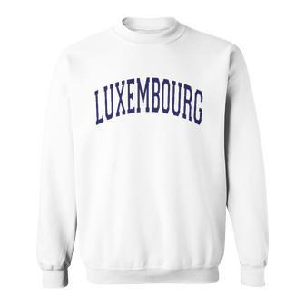 Luxembourg Varsity Style Navy Blue Text Sweatshirt | Mazezy
