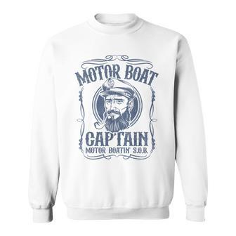 Mens Motor Boat Captain Funny Pontoon Boating Motor Boatin Lake Men Women Sweatshirt Graphic Print Unisex - Thegiftio UK