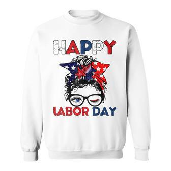 Messy Bun American Flag Labor Day Men Woman Usa Vintage Men Women Sweatshirt Graphic Print Unisex - Thegiftio UK