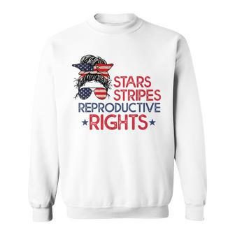Messy Bun American Flag Pro Choice Star Stripes Equal Right Sweatshirt - Seseable