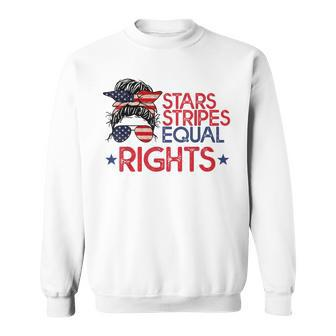 Messy Bun American Flag Pro Choice Star Stripes Equal Right V4 Sweatshirt - Seseable