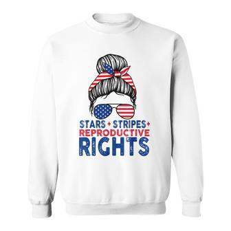 Messy Bun American Flag Stars Stripes Reproductive Rights V2 Sweatshirt - Thegiftio UK
