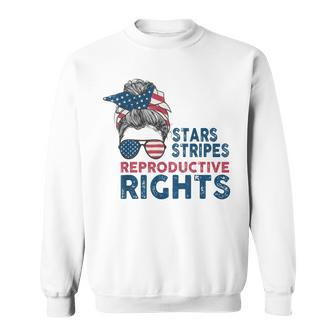 Messy Bun American Flag Stars Stripes Reproductive Rights V3 Sweatshirt - Thegiftio UK