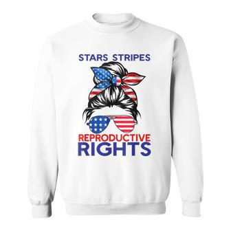 Messy Bun American Flag Stars Stripes Reproductive Rights V3 Sweatshirt - Seseable