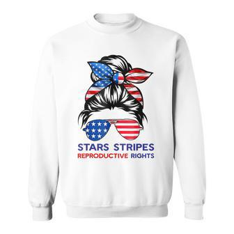 Messy Bun American Flag Stars Stripes Reproductive Rights V4 Sweatshirt - Thegiftio UK