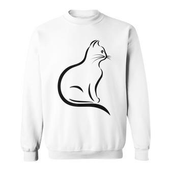 Minimalist Cute Black Cat Owner Feline Art Kitten Lover V2 Sweatshirt - Thegiftio UK