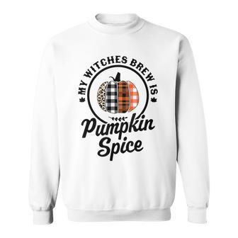 My Witches Brew Is Pumpkin Spice Halloween Plaid Leopard V2 Sweatshirt - Seseable
