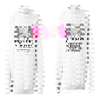 On Wednesday We Wear Pink Ghost Halloween Breast Cancer Men Women Sweatshirt Graphic Print Unisex - Thegiftio