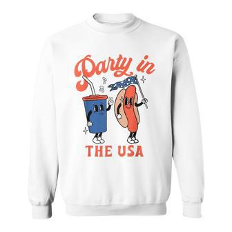 Party In The Usa Hot Dog Kids Funny Fourth Of July Sweatshirt - Seseable
