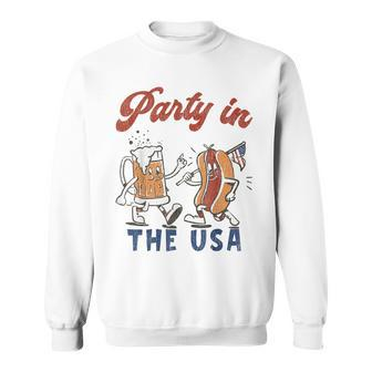 Party In The Usa Hot Dog Love Usa Funny Fourth Of July Sweatshirt - Seseable