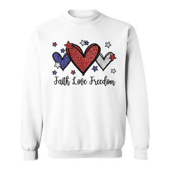 Patriotic 4Th Of July American Flag Heart Faith Love Freedom V4 Sweatshirt - Seseable