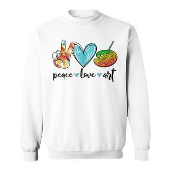 Peace Love Art Painting Palette Funny Art Teacher Gifts Sweatshirt - Thegiftio UK
