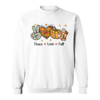Peace Love Fall Autumn Season Pumpkin Halloween Coffee Lover Sweatshirt - Thegiftio UK