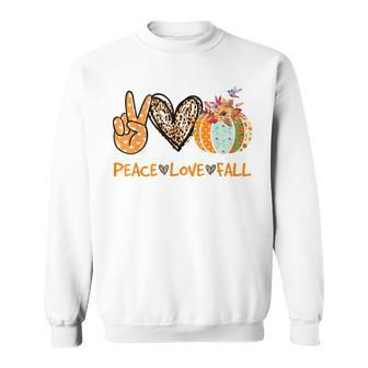 Peace Love Fall Leopard Heart Cute Autumn Pumpkin Sweatshirt - Thegiftio UK