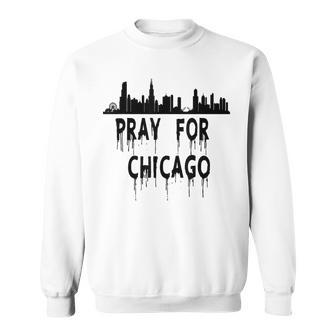 Pray For Chicago Encouragement Distressed Sweatshirt - Seseable