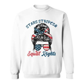 Pro Choice Feminist Stars Stripes Equal Rights Messy Bun Sweatshirt - Seseable