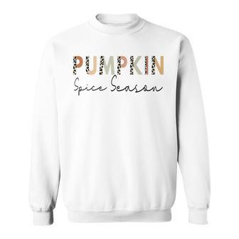 Pumpkin Spice Season Leopard Fall Autumn Women Halloween Sweatshirt - Seseable