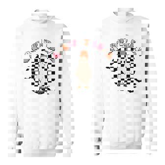 Retro Checkered Creep It Real Ghost Skater Funny Halloween Sweatshirt - Seseable